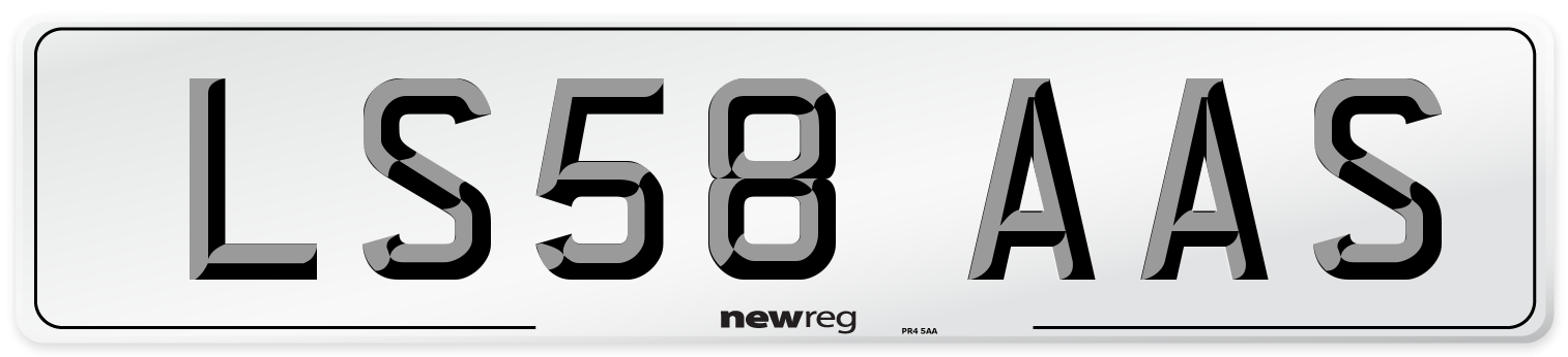 LS58 AAS Number Plate from New Reg